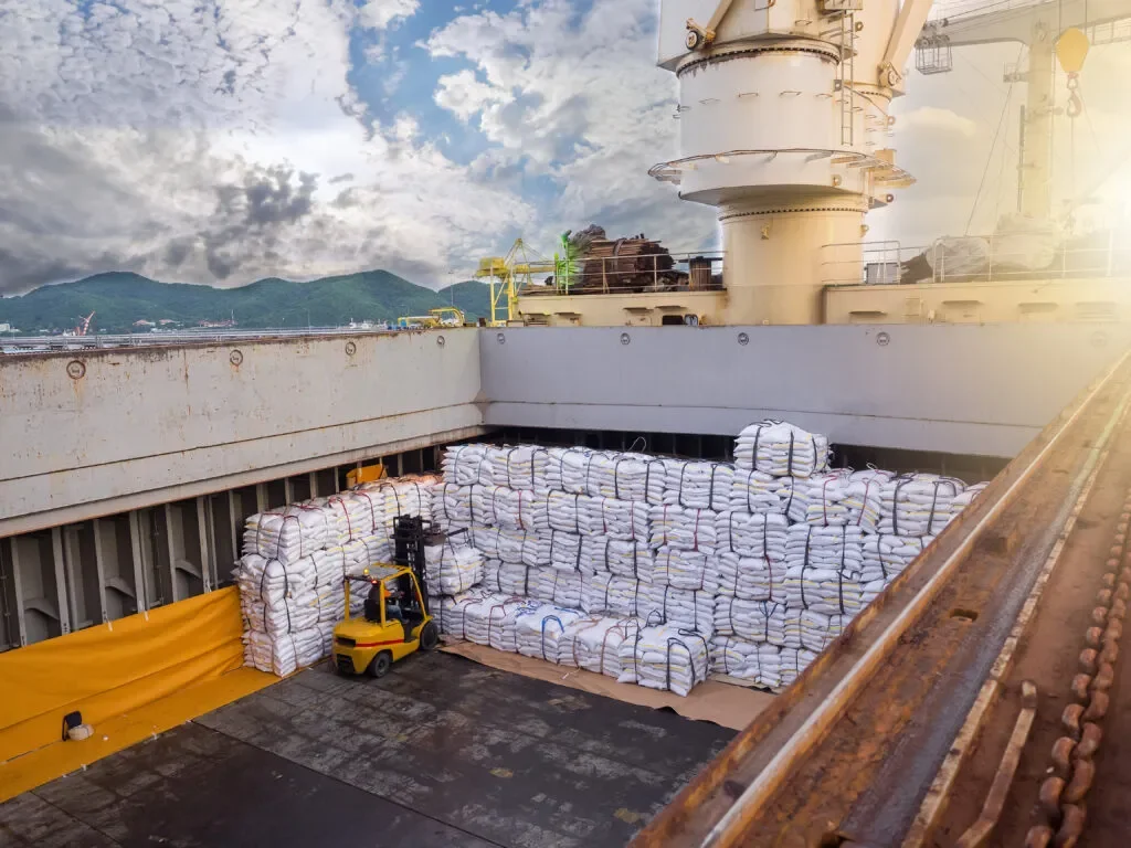 Break bulk energy equipment loaded for shipment to a remote site